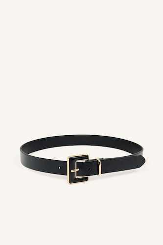 Woman Big Clasp Faux Leather Dual Jean Belt