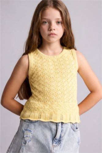 بنات أصفر فاتح Girl Knit Tank Top