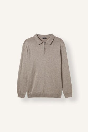 Standard Fit Basic Polo Collar Half-Zip Knit Pullover