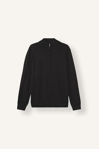Standard Fit Basic Stand Collar Half-Zip Knit Pullover