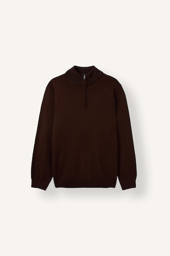 Standard Fit Basic Stand Collar Half-Zip Knit Pullover