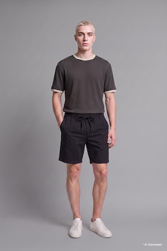 MAN Black 100% Cotton Relax Fit Black Shorts