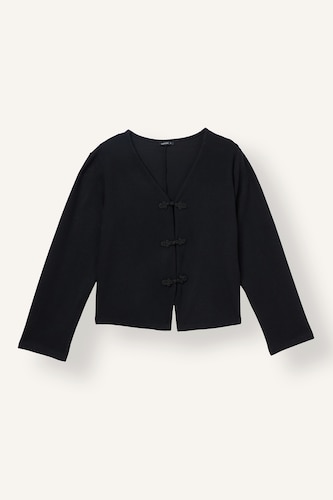Kadın Siyah Regular Fit Brit Detaylı Basic Hırka