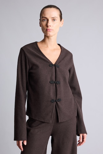 Kadın Kahve Regular Fit Brit Detaylı Basic Hırka