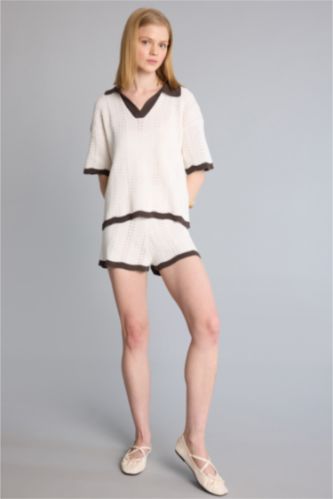 WOMAN Ecru Regular Fit Knitwear