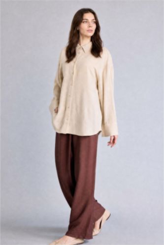 نساء بني Regular Fit Trousers