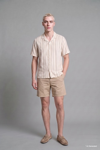 Erkek Taş Relaxed Fit Bermuda Şort