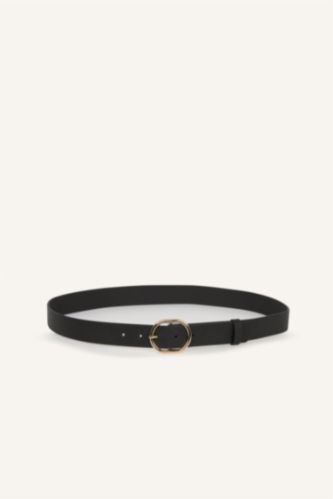 Kadın Siyah Kadın Oval Toka Suni Deri Jean Kemeri