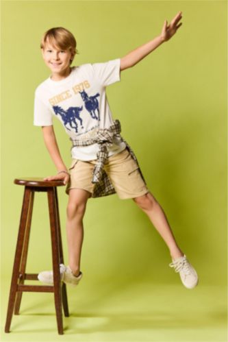 Boys & Teens Beige Boy Regular Fit Shorts