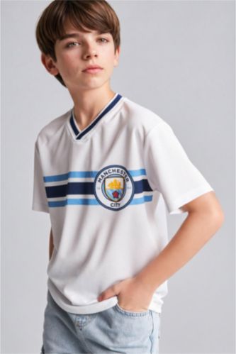 Erkek Çocuk - Genç Erkek Beyaz Manchester City Kısa Kollu Tişört Erkek Çocuk