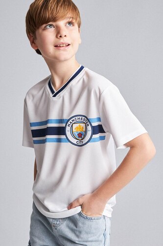 Erkek Çocuk - Genç Erkek Beyaz Manchester City Kısa Kollu Tişört Erkek Çocuk