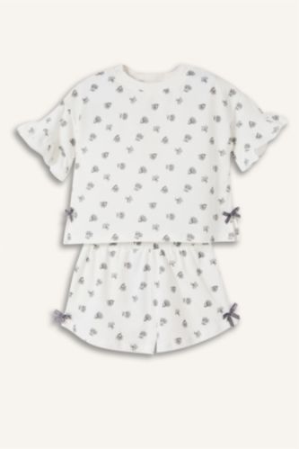 Baby Girls Ecru 2 piece Relax Fit Floral Set