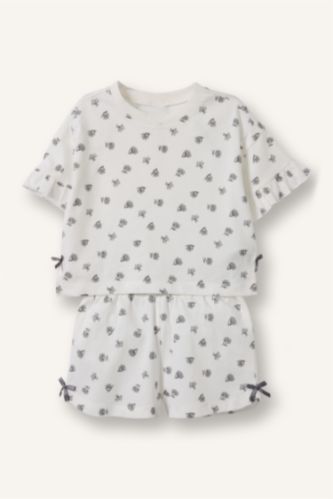 BÉBÉ FILLE Écru Ensemble fleuri T-shirt et Short pour bébé fille
