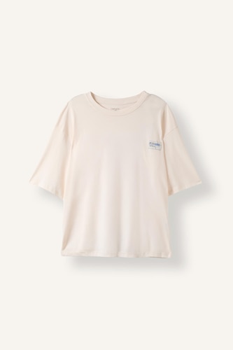 100% Cotton Boxy Fit Label Detail T-Shirt