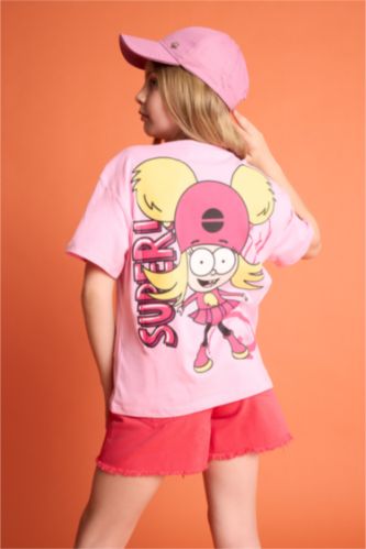 Young Girls - Teen Girls Pink Oversize Fit Short Sleeve T-Shirt