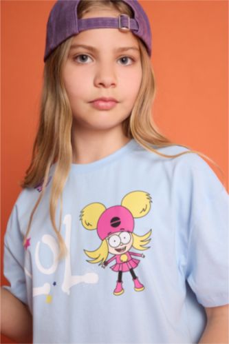 Young Girls - Teen Girls Light Blue Oversize Fit Short Sleeve T-Shirt
