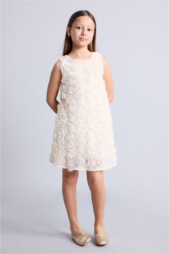 Young Girls - Teen Girls Ecru Sleeveless Woven Dress