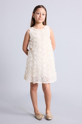GIRLS & TEENS Ecru Girl Sleeveless Woven Dress