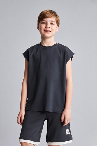 Young Boys - Teen Boys Anthracite Boy 100% Cotton Crew Neck Tank Top