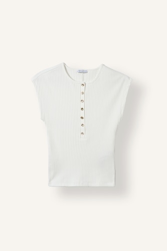 Women Ecru Slim Fit Camisole Short Sleeve T-Shirt