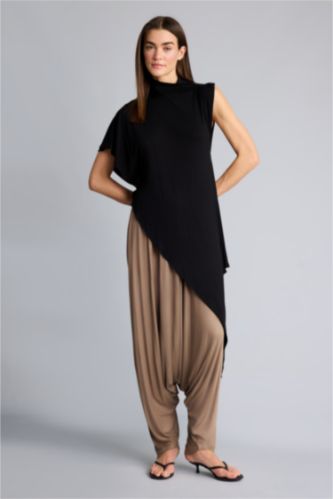 Kadın Vizon Afra x Defacto Balloon Fıt Ribana Pantolon