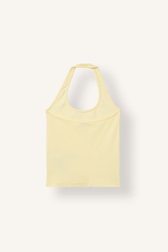 Fitted Ribbed Cotton Halter Neck Tank Top
