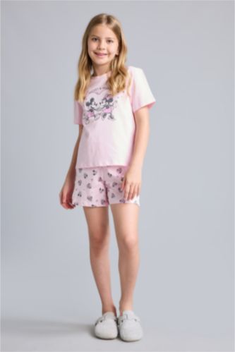 Young Girls - Teen Girls Light Pink 2 piece Regular Fit Mickey & Minnie Licensed Knitted Pyjamas