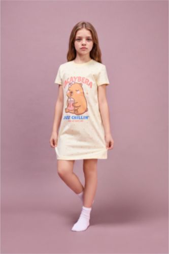 GIRLS & TEENS Light Yellow Girl Printed Yellow Dress