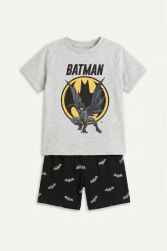 Erkek Bebek Optik Gri Melanj Batman Lisanslı 2'Li Takım Erkek Bebek