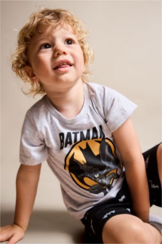 BABY BOY Light Grey Melange Baby Boy Batman Licensed 2 Piece Pajama Set