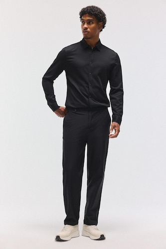 Men Black Standard Fit Trousers