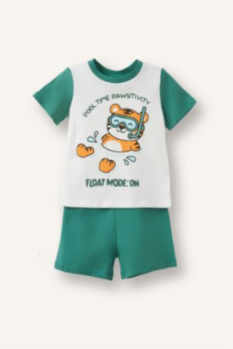 Baby Boys Ecru 2 piece Regular Fit Animal Knitted Pyjamas