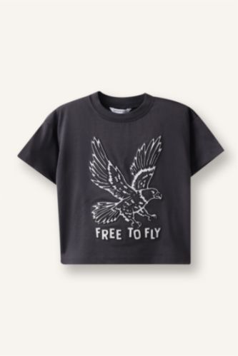 Baby Boys Anthracite Regular Fit Printed Short Sleeve T-Shirt