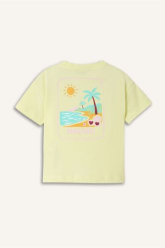 Baby Girls Light Green Relax Fit Floral Short Sleeve T-Shirt