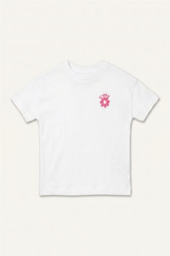 Baby Girls Violet Beyaz Relax Fit Floral Short Sleeve T-Shirt