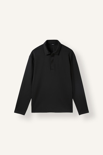 Men Black Polo Collar Long Sleeve Sweatshirt