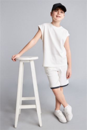 Young Boys - Teen Boys Ecru Oversize Fit Shorts