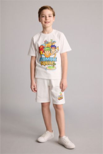 Young Boys - Teen Boys Ecru Regular Fit Elastic Band Shorts