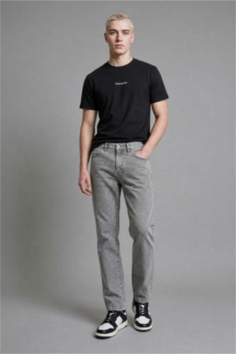 Мужчины Светло-серый Джинсы Straight Fit