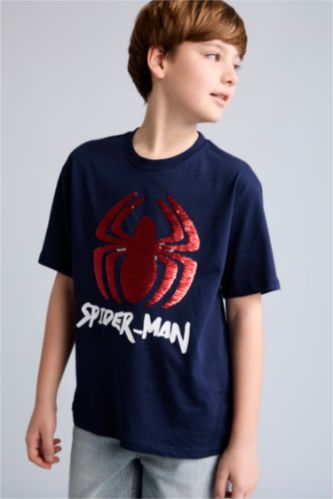 Young Boys - Teen Boys NAVY New Regular Fit Spiderman Licensed Short Sleeve T-Shirt