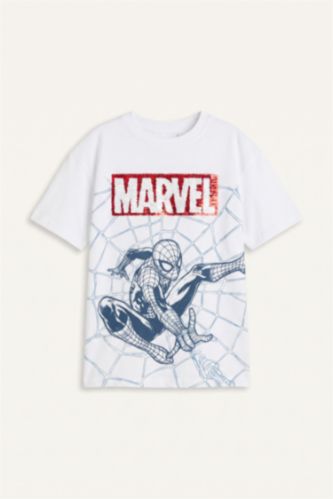 Young Boys - Teen Boys White New Regular Fit Marvel Licensed Short Sleeve T-Shirt