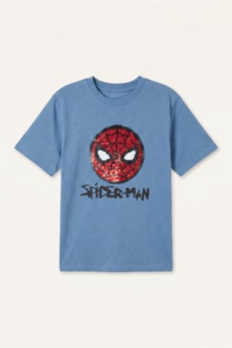 Young Boys - Teen Boys Blue New Regular Fit Spiderman Licensed Short Sleeve T-Shirt