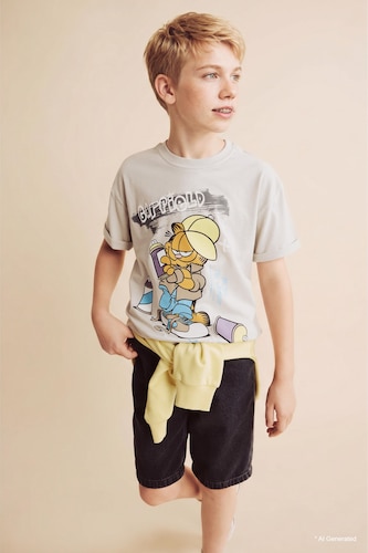 Boy Oversize Fit Garfield Short Sleeve T-Shirt