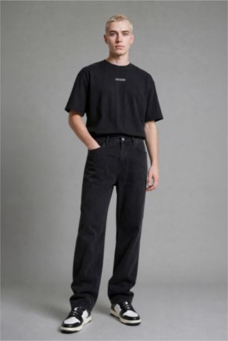 MAN Anthracite Baggy Fit High Waist Ankle Length Trousers