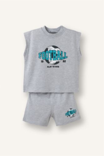 Baby Boys Light Grey Melange 2 piece Regular Fit Set