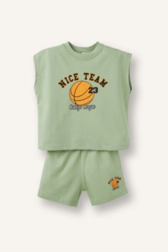 Baby Boys Light Green 2 piece Regular Fit Set