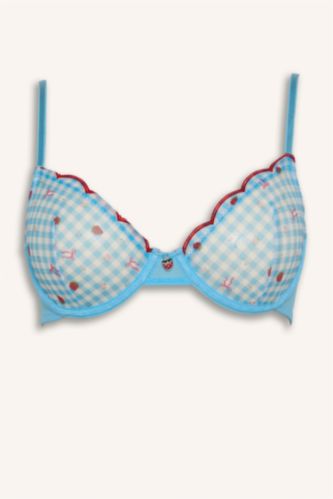 Women Blue Fall in Love Bra
