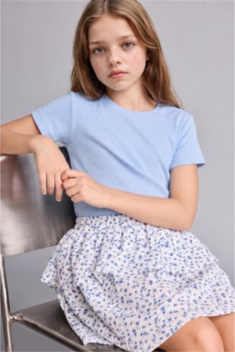 Young Girls - Teen Girls Light Blue Slim Fit Short Sleeve T-Shirt