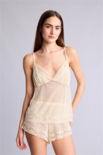 Женщины Желтый Regular Fit Strappy 2 Piece Chiffon Set
