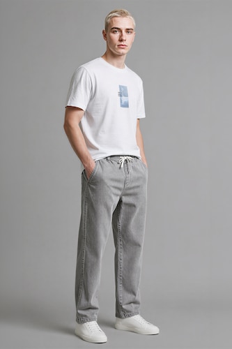Ерлер Ашық сұр Wide Leg шалбар